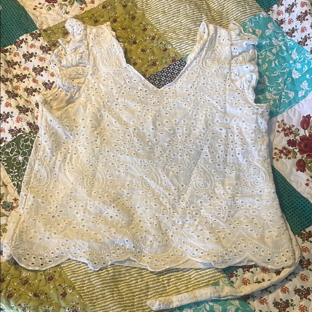 Elegant White Eyelet Lace Top